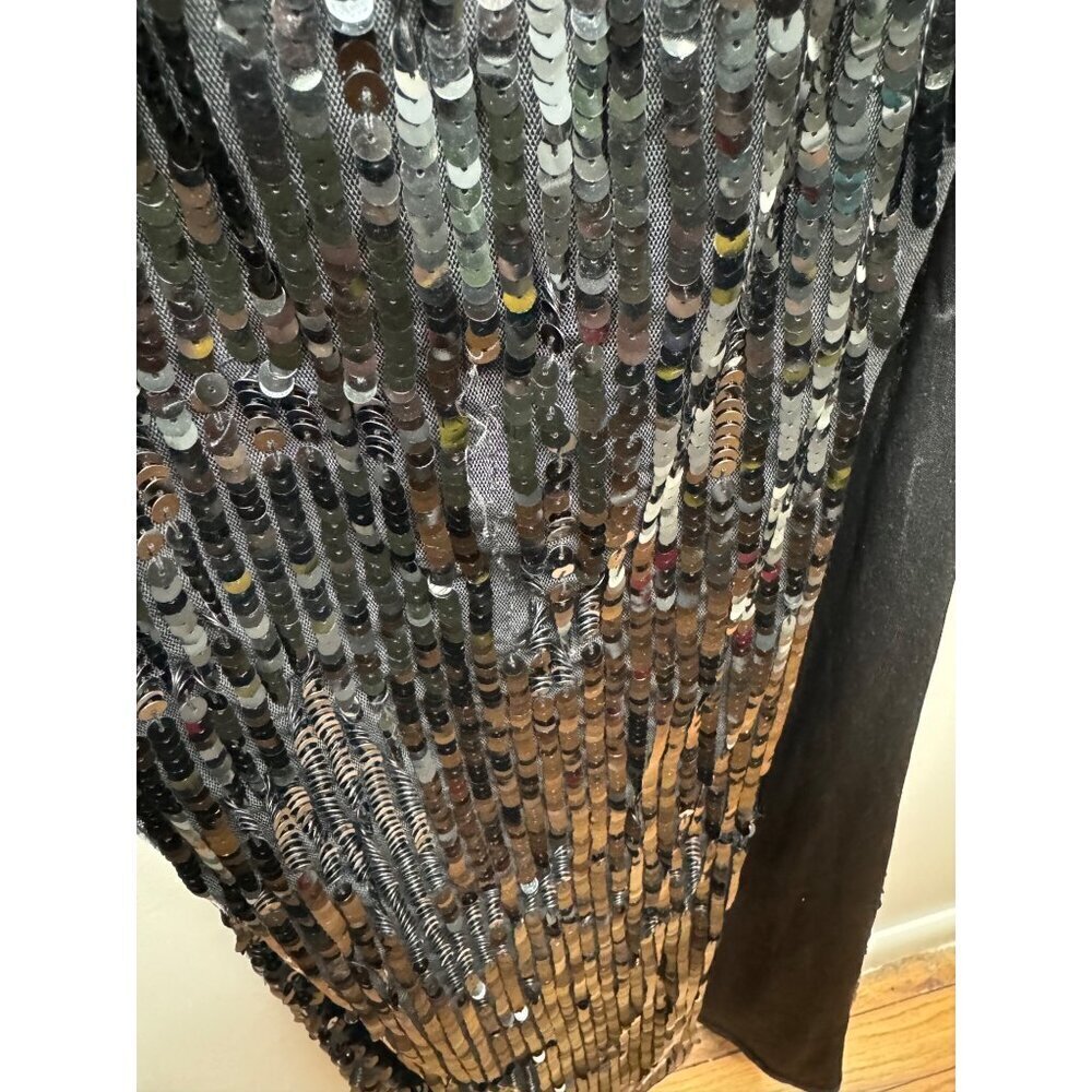 Mac Duggal Black One-Shoulder Sequin Maxi Gown - Picture 4 of 8